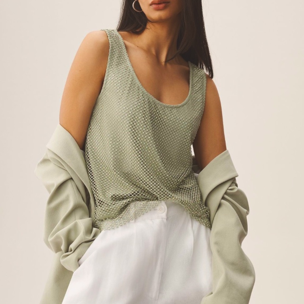 Anthropologie Sunday in Brooklyn Mesh Sequin Tank Top
